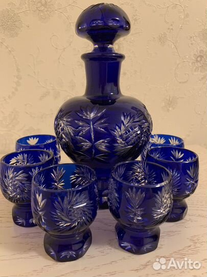 Графин хрустальный СССР Кобальт
