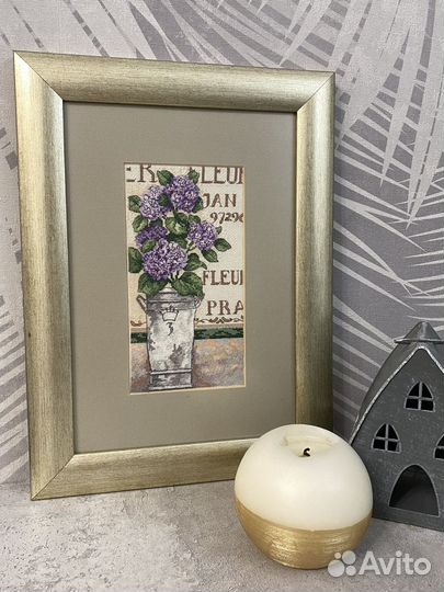 Картина вышивка крестом - гортензия