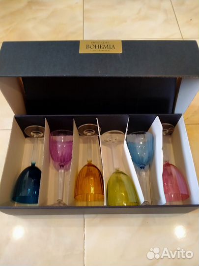 Фужеры цветное стекло Богемия