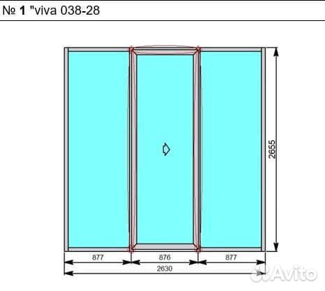 Дверь алюминиевая раздвижная размер 2630*2655H mm