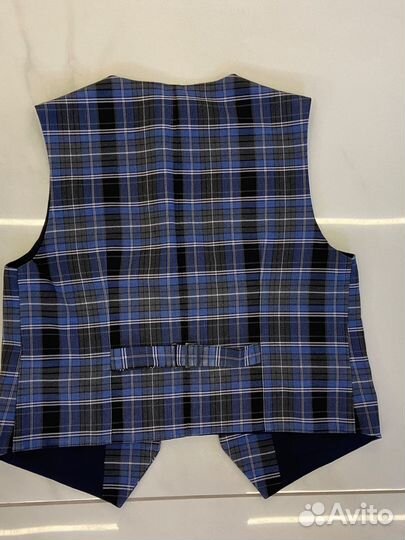 Жилет школьный серо-голубая клетка Юнион-центр