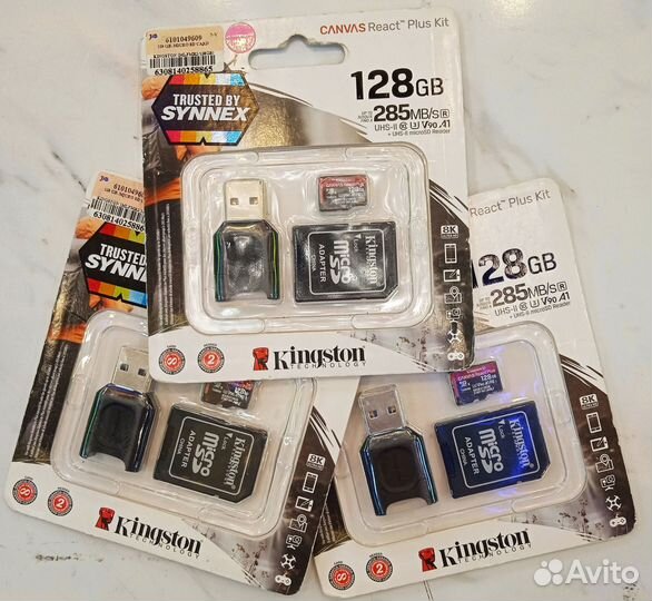 Карта 128Gb UHS-II V90 Kingstone React Plus Kit