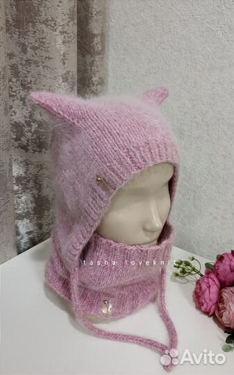 Чепчик и снуд из пуха норки