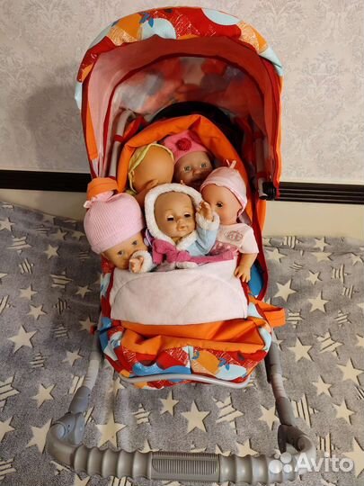 Коляска игрушка для кукол и куклы 5шт