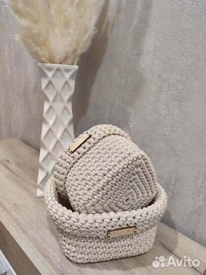 Вязаные корзинки для хранения