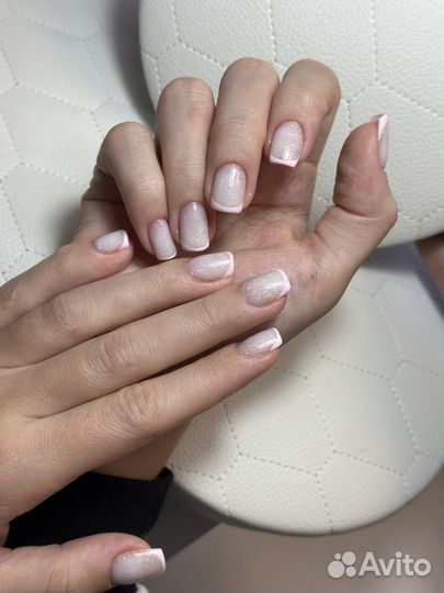 Наращивание и покрытие на своих,маникюр, педикюр