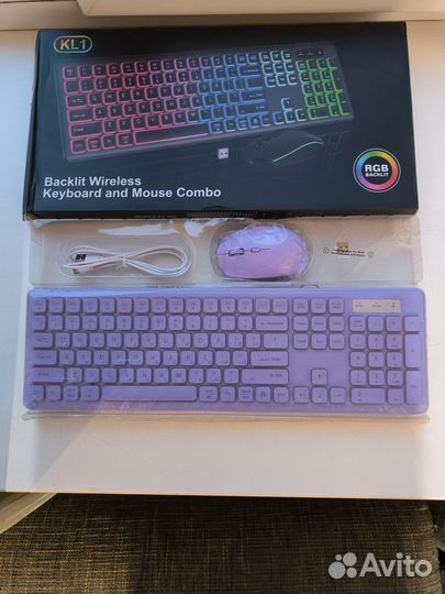 Набор мышка и клавиатура беспроводные с подсветкой