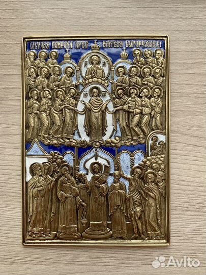 Икона медная Образ Покрова Пресвятой Богородицы