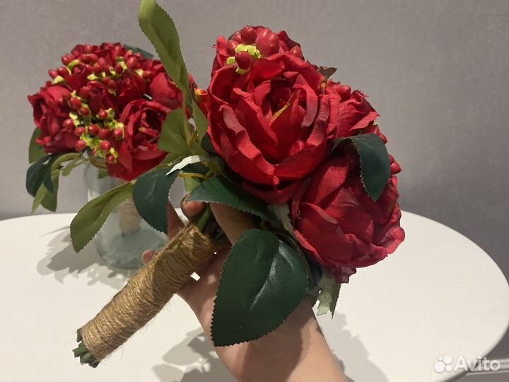 Букеты из цветов декор свадьба марсала