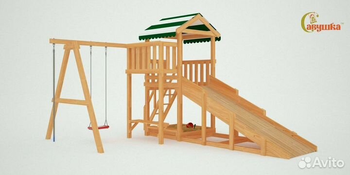 Детский спортивный комплекс с крышей для дачи