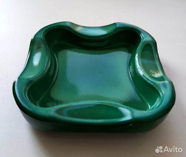 Пепельница малахитовое стекло,Богемия,Чехословакия