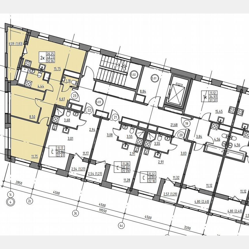 2-к. квартира, 50,1 м², 5/12 эт.