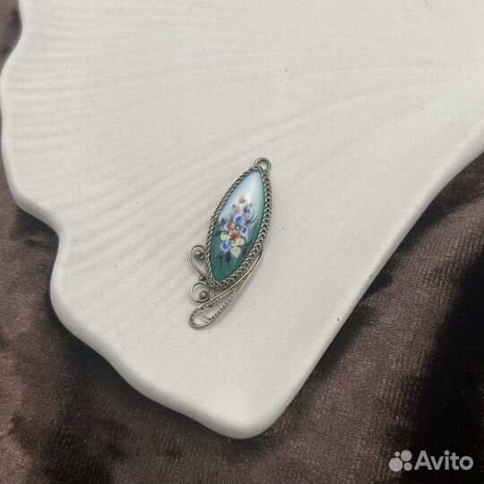 Советский винтажный кулон, ручная роспись