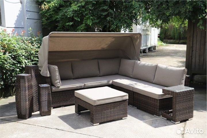 Комплект плетеной мебели диван-трансформер