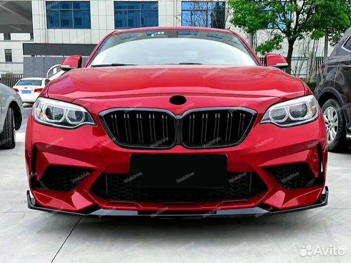 Сплиттер BMW M2 F87 стиль CS черный глянец