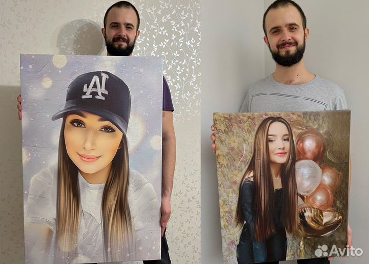 Портрет по фото на холсте