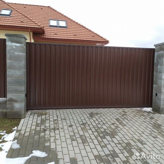 Установка откатных ворот