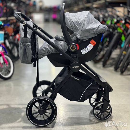 Коляска 3в1 Новая Luxmom 760 (Grey Black)