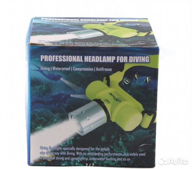 Фонарь подводный налобный для дайвинга