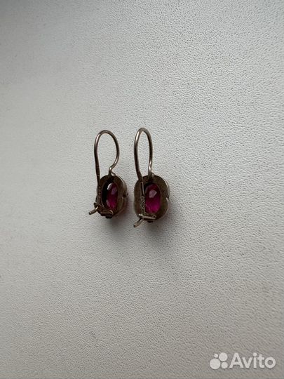 Серьги серебро 875 звезда СССР