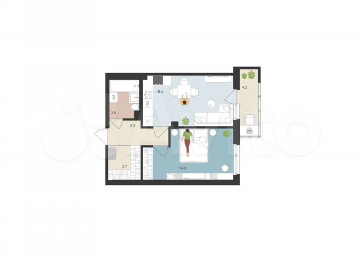 1-к. квартира, 42,5 м², 11/16 эт.