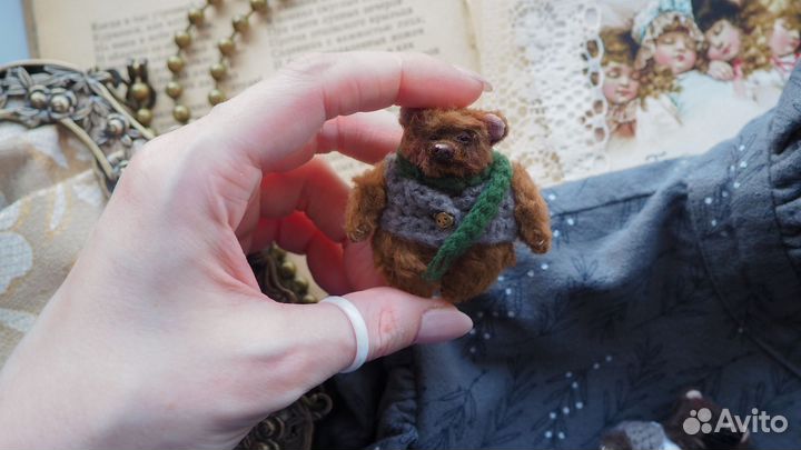 Брошь тедди мишки ручной работы