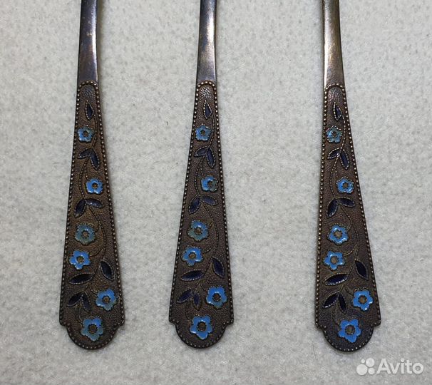 Чайные ложки. Серебро, эмаль, золочение