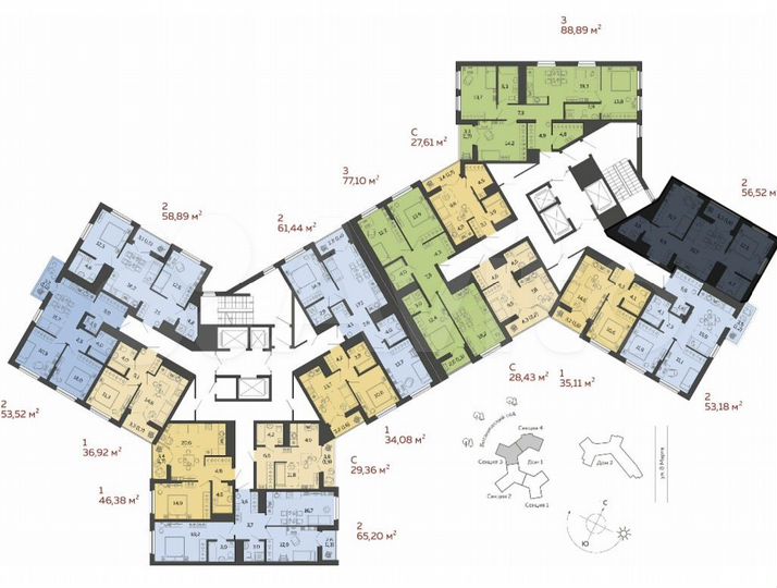 2-к. квартира, 56,5 м², 25/25 эт.