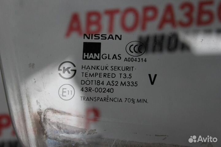 Стекло двери передней правой для Nissan Almera Cla