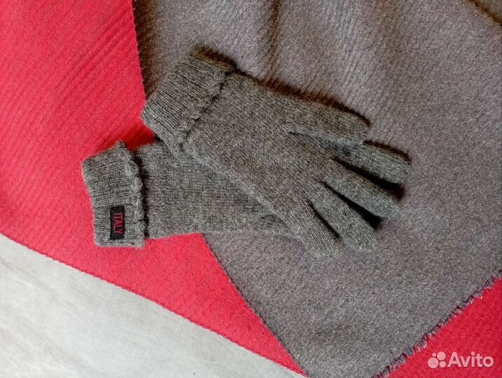 Шарф палантин + перчатки (шерсть)