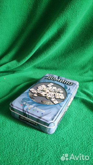 Домино в металлической коробке, 28 костей