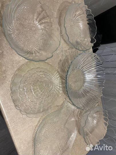 Посуда для сервировки, стекло рифленое