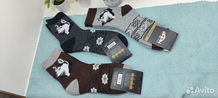 Стильные зимние термо носки с принтом рисунком