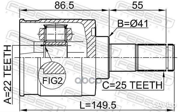 ШРУС внутренний 22X41X25 hyundai elantra 06: