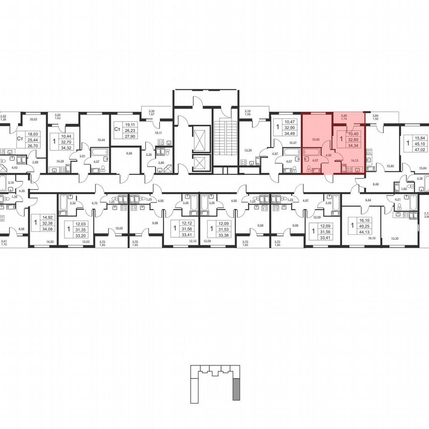 1-к. квартира, 34,3 м², 18/19 эт.