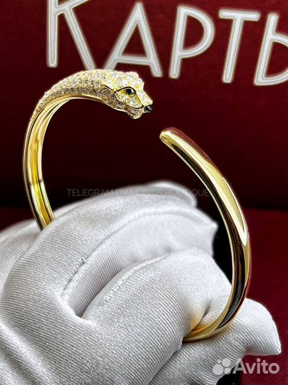 Браслет cartier panthere желтое золото 750,бриллиа