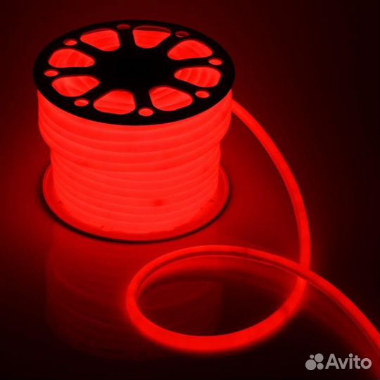 Гибкий неон красный круглый 14 мм на 220 V