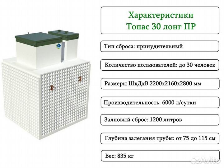 Септик Топас 30 long пр принудительный с доставкой