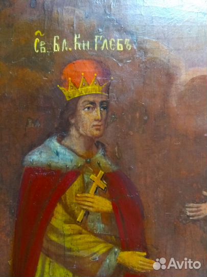 Икона старинная Борис и Глеб.19 век