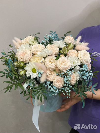 Букет розы хризантемы гипсофила