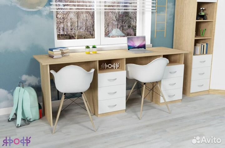 Детский двухместный письменный стол