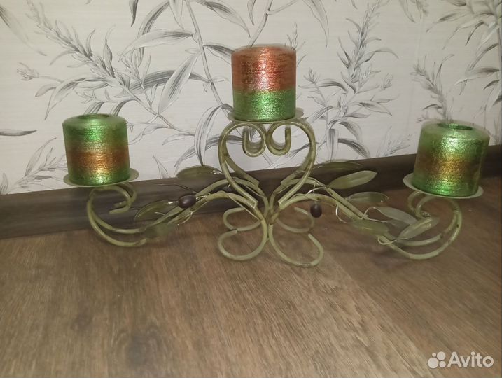 Подсвечник Оливковая ветвь, три свечи