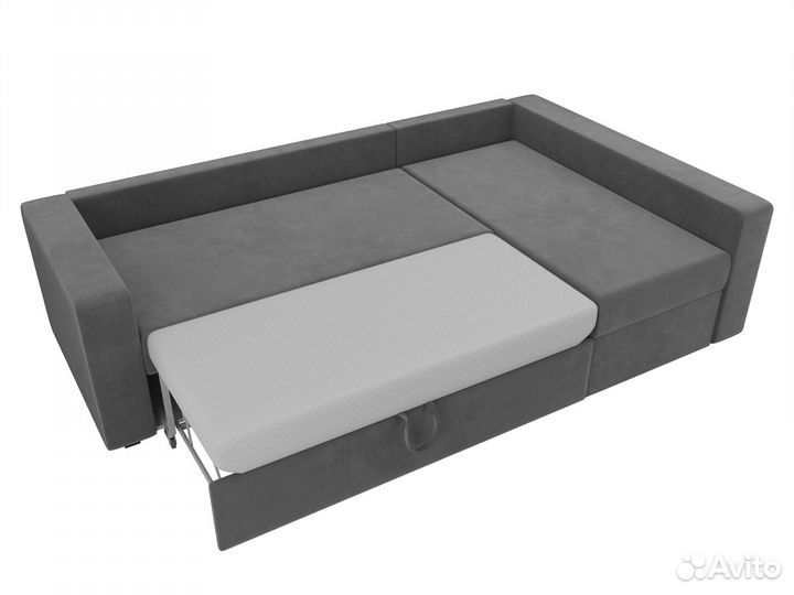 Диван угловой Оливер правый угол, велюр, серый