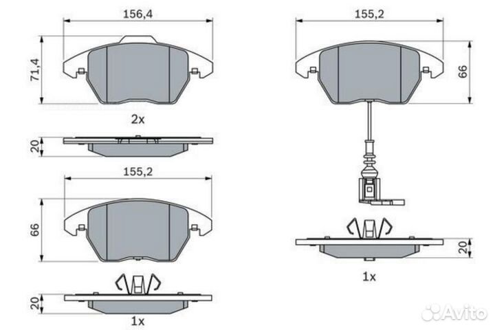Bosch 0 986 495 412 Колодки тормозные дисковые пер