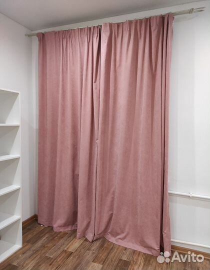 Шторы блэкаут розовые бархатные