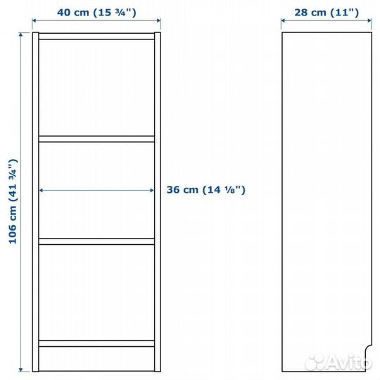 IKEA Billy Стеллаж 40x28х106 см Дуб беленый