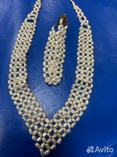 Колье из речного жемчуга с брачлетом СССР