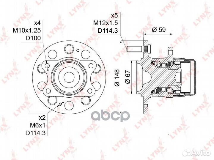 Ступица колеса зад прав/лев WH1207 lynxauto