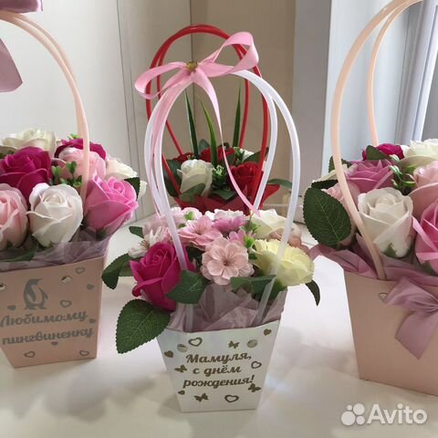 Букет из мыльных цветов с поздравлением