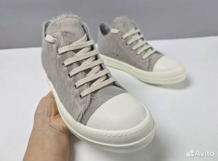 Кеды Rick Owens Ramones Pony Hair Кожаные